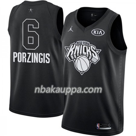 New York Knicks Kristaps Porzingis 6 2018 Kaikki tähti Jordan Brand Musta Pelipaidat Swingman - Miesten